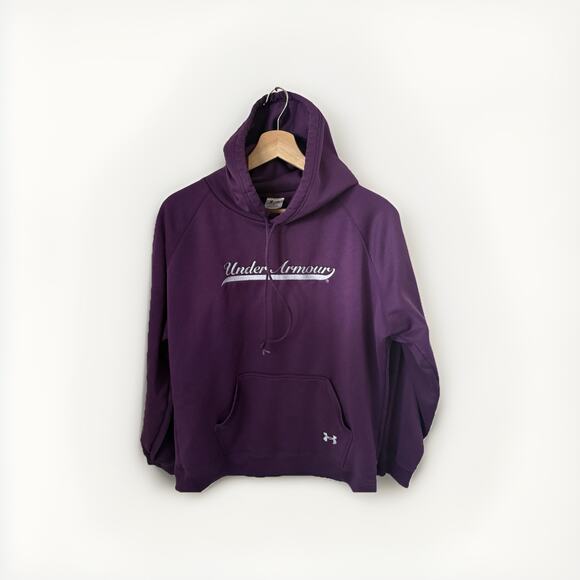 Under Armour Hoodie Plum Purple Embroidered Athletic Gym Sporty Casual XL - Picture 1 of 5